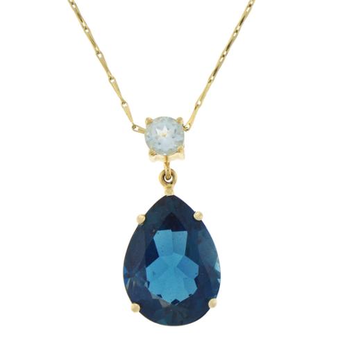 Beverly Hills Charm 14k Yellow Gold Swiss and London Blue Topaz Necklace by Overstock