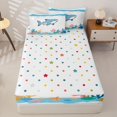 thumbnail image 4 of jejeloiu Cute Cartoon Shark Print Zipper Twin Comforter Sets with Fitted Sheet and 2 Pillowcases,Ocean Coral Pattern Zipper Bedding Set For Boys,White Blue,Polkadot Reversible,4 Pieces, 4 of 7
