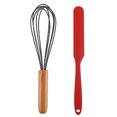 thumbnail image 1 of Juego de mini utensilios de cocina de 2 piezas: utensilios de cocina de silicona con mangos de madera, 1 of 5