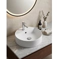 thumbnail image 3 of Lavabo Ovalín Cerámica Vitrificada Blanca para Encimera Vessel Diámetro 41x15cm Mayor Profundidad Línea Redonda Orificio Llave Maxims, 3 of 4