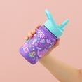 thumbnail image 4 of JoyJolt Kids Water Bottle with Straw Lid, 12oz Stainless Steel Reusable Tumbler for Toddlers, Girls, Boys, or Teen, Vacuum Insulated Water Bottle for School, Travel, and Outdoors, Leakproof, Purple, 4 of 8