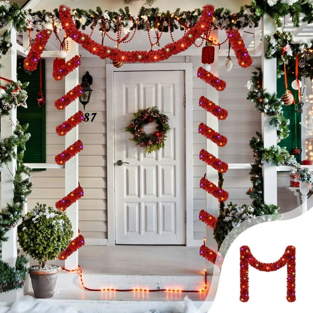 Guirnalda de luces LED navideñas con decoración de ratán | Luces flexibles para decorar el árbol de Navidad, la barandilla de la escalera, el escaparate y la puerta principal.