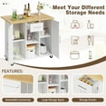 thumbnail image 5 of Shintenchi Kitchen Island with Storage, Bar Cart Cabinet Island Table on Wheels, Rolling Microwave Cart for Kitchen with Drop Leaf, Drawers, Towel Rack, Seating Area for Dining Room, White, 5 of 5
