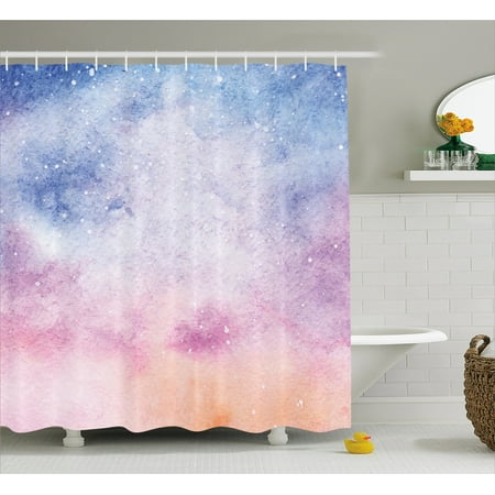 hooks watercolors 70l nebula 69w artistic blush curtain universe inches abstract navy fantasy inspired soft shower bathroom fabric pink salmon