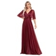 thumbnail image 6 of Wedding Dress Wedding Guest Dresses for Women Long Dress Skirt V-neck A-line Slim Fishtail Bridesmaid Evening Dress Bat Sleeve Party Dress, 6 of 9