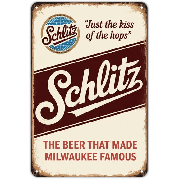 Vintage Beer Advertisement Style Metal Tin Sign, 8 x 12 Inch Retro Bar Wall Decor for Home Bar, Kitchen, Man Cave, Garage, Pub