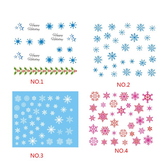 Electronicheart 1 Sheet Christmas 3D Nail Sticker Snowflakes Nail Tips Tatoos Party Manicure Transfer Sticker