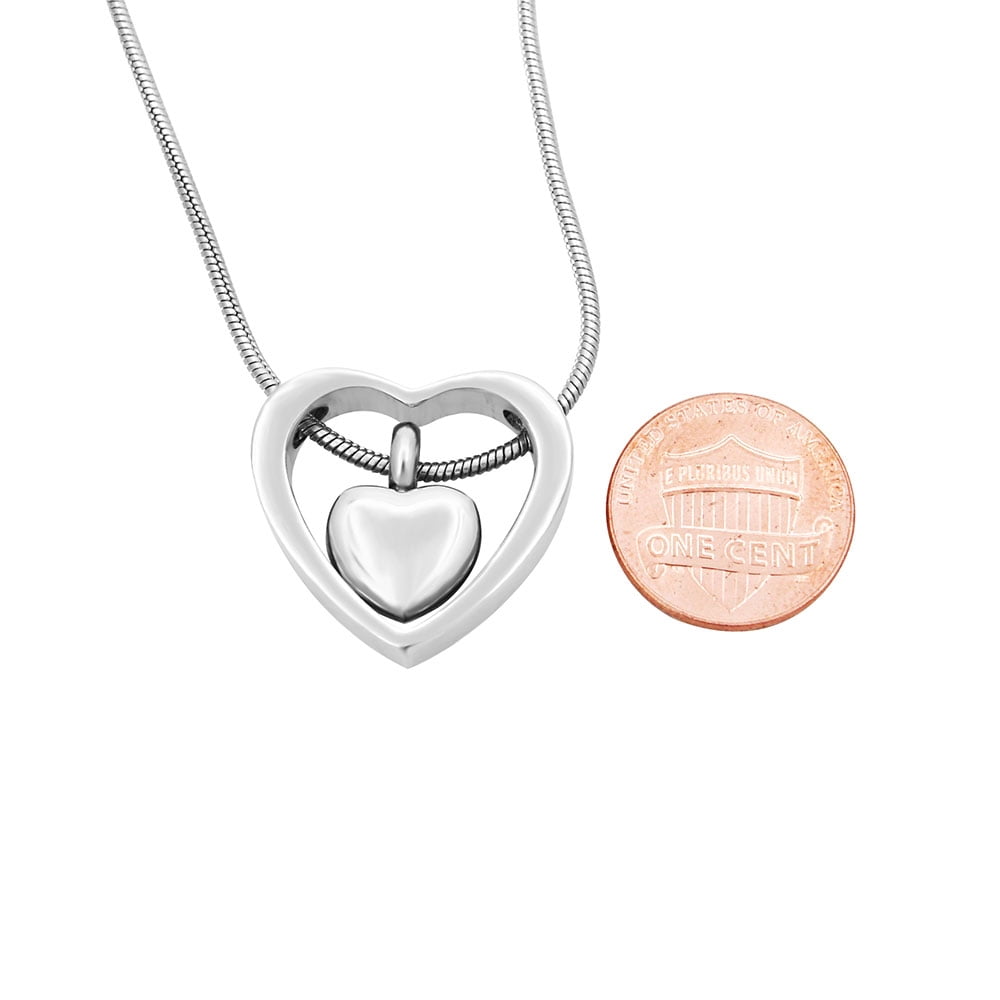 Anavia Floating Drop Heart Cremation Jewelry for Ashes Memorial Necklace Ash Urn Keepsake Silver with FREE Funnel Kit and Velvet Jewelry Box