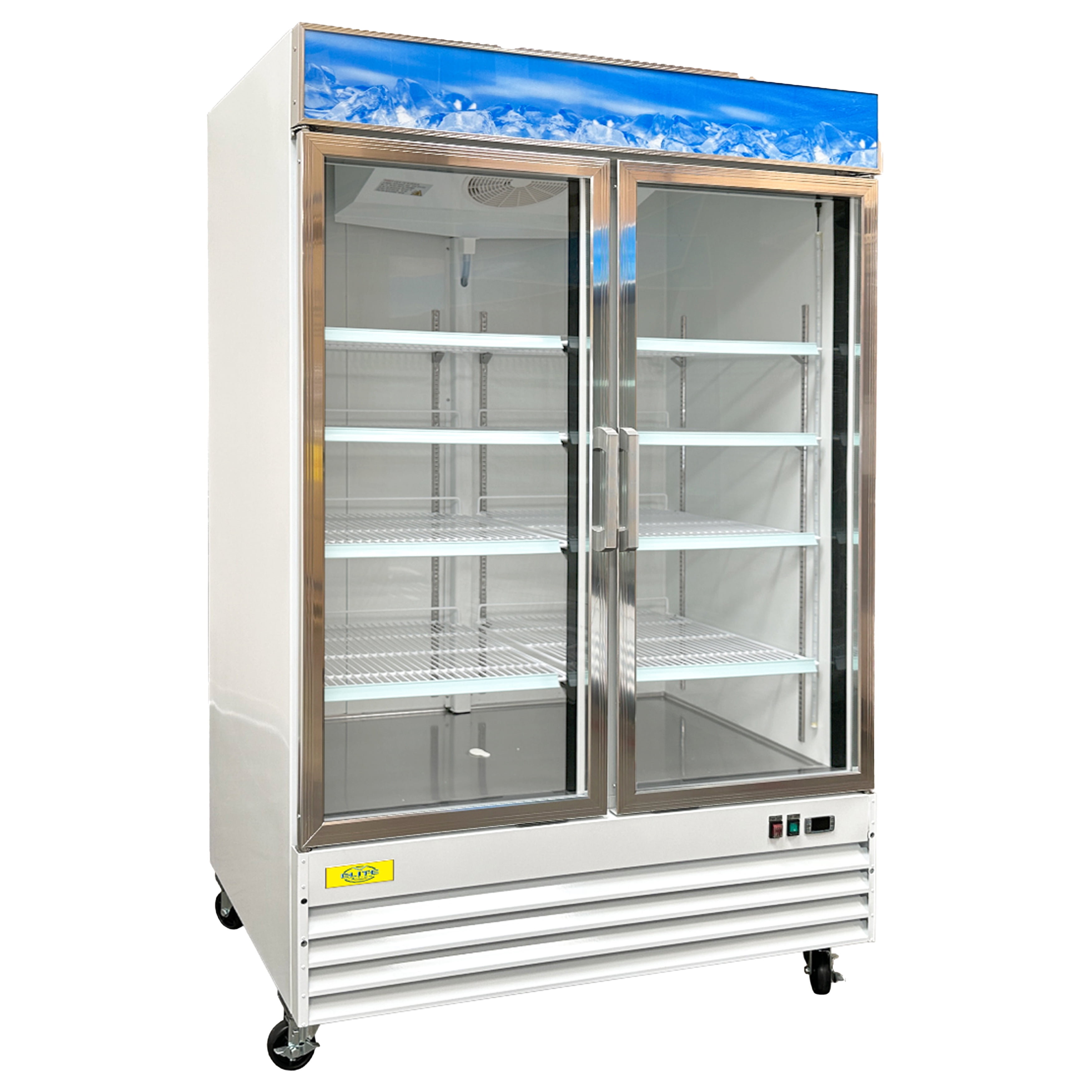 54 in. Commercial Glass Door Refrigerator 45 Cu.Ft Auto Defrost. Merchandiser Cooler Refrigerator 53.6''Wx33.7''Dx83.8''H