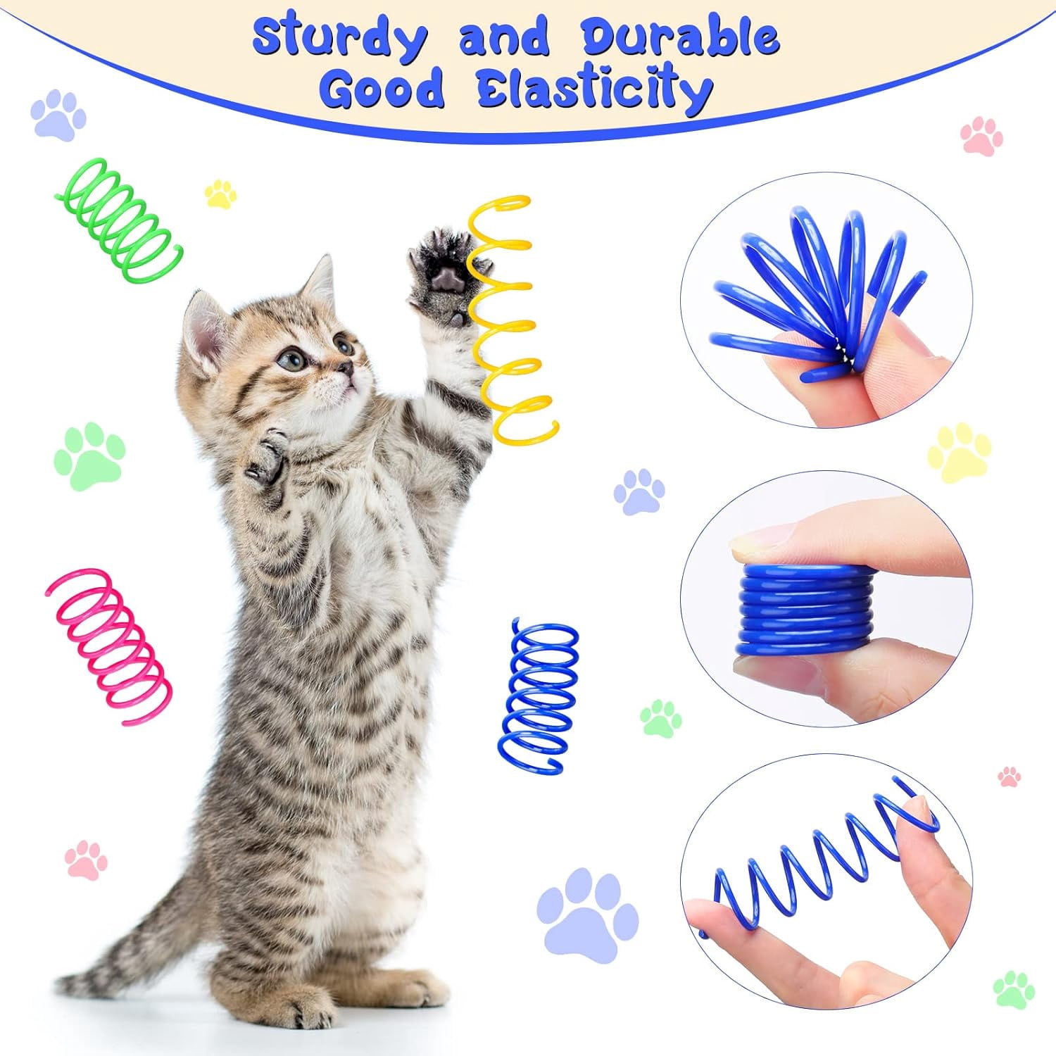 300 Pcs Cat Spring Toy Cat Spiral Toys Interactive for Indoor Colorful Plastic Springs Coil for Kitten Hunting Swatting Biting