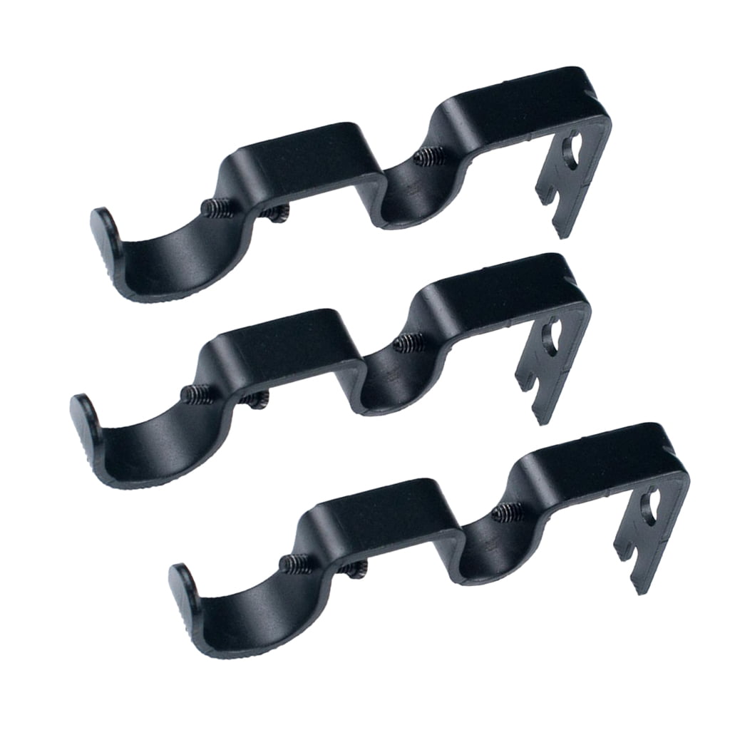 Details about   12Pcs Black Double Curtain Rod Bracket Holder Steel for 1&5/8“ Rod 