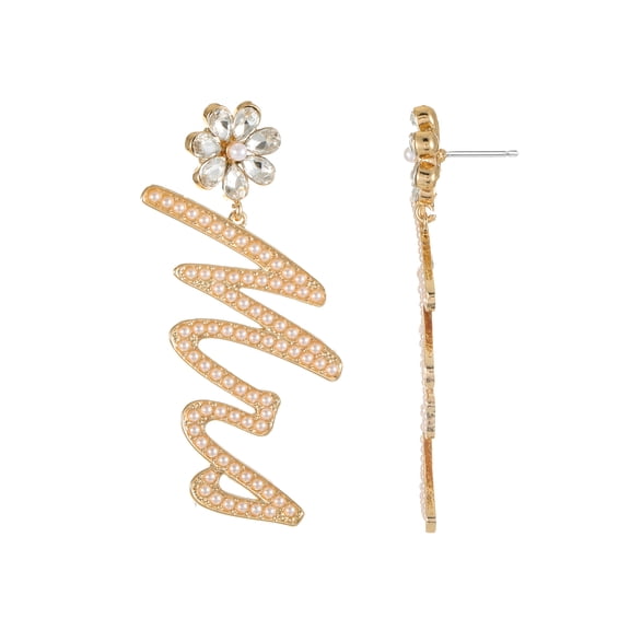 Goldtone "Mrs." Bridal Collection Earring, 1 Pair