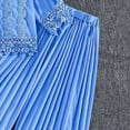 thumbnail image 5 of Summer Bohemian Outfits for Girls Short Sleeve Lapel Lace Button Down Shirts High Waist Pleated Pants Sets Blue 5-6 Years, 5 of 5