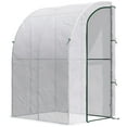 thumbnail image 2 of Outsunny 5' x 4' x 7' Outdoor Lean to Greenhouse, Walk-In Green House Plant Nursery with Roll-up Window, PE Cover, White, 2 of 9