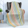 thumbnail image 4 of Geometric Soft Flannel Fleece Blanket, Pastel Colored Vertical Lines with Barcode Pattern Abstract Geometric Composition, Cozy Plush for Indoor and Outdoor Use, 60" x 80", Multicolor, by Ambesonne, 4 of 5