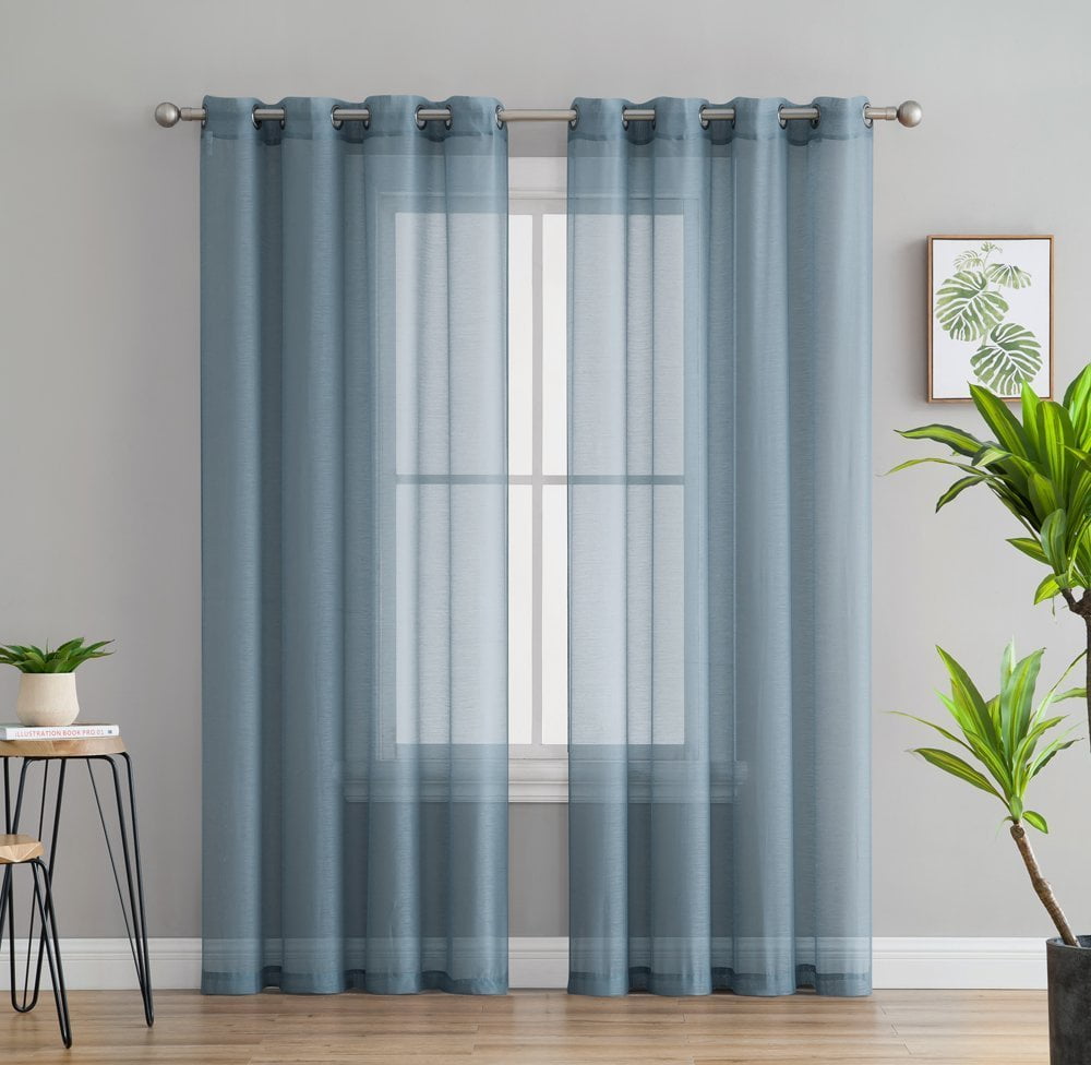  Lazzzy Blue Sheer Curtains 84 Inch Length 2 Panels Set Open  Weave Textured Curtain Sheers for Living Room Voile Drapes Grommet Top  Sliding Glass Door Curtains Privacy Window Treatments Blue Haze 
