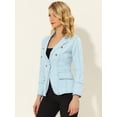 thumbnail image 3 of Chaquede mezclilde oficide trabajo de manlarcon solade jeans pamujer con bolsillos Azul claro M, 3 of 6