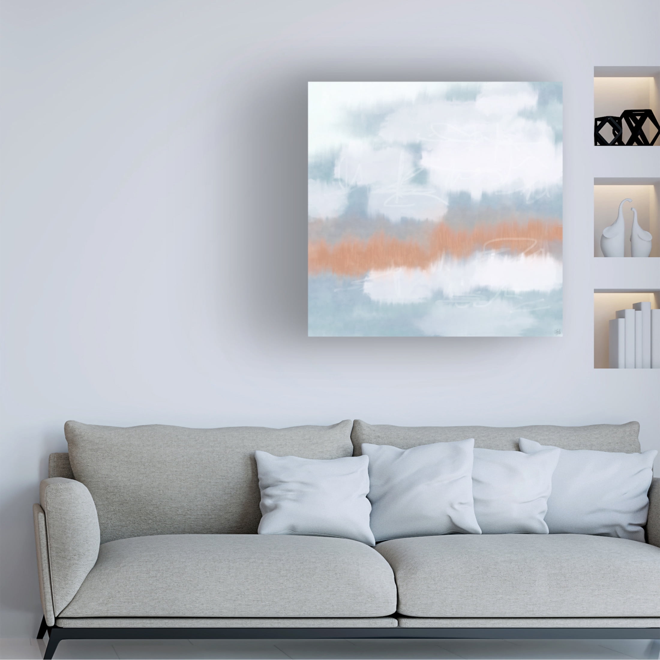 Canvas Wall Art - Line and Brush 'Graffiti Skies' Wall Art for Living Room, Bedroom, or Office Décor by Trademark Fine Art - 18 x 18 Inches