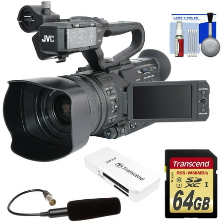 JVC GY-HM170U Ultra 4K HD 4KCAM Professional Camcorder & Top Handle Audio Unit with XLR Microphone + 64GB Card + Reader + (Best Professional Camcorder For Church)