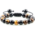 thumbnail image 2 of Beaded Bracelet Natural Black Obsidian Beaded Bracelet Men Bracelet Elastic Strand Bangles Charm Gift Exquisite Craftsmanship, Beautiful and Practical (Metal Color : Purple Tiger Eye), 2 of 7