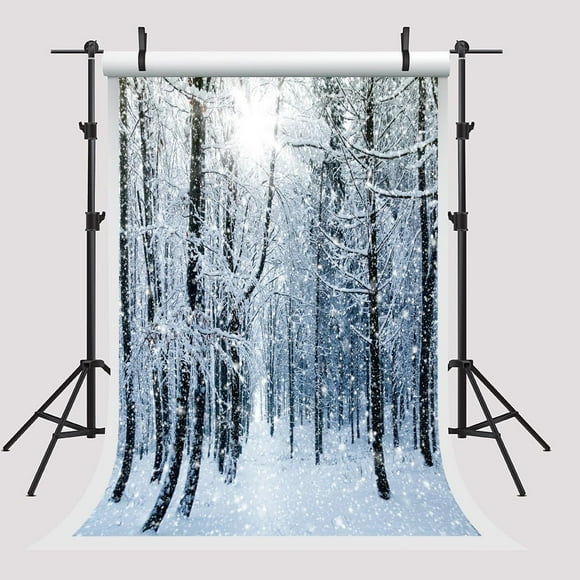 YUSDECOR 5x7ft Glitter Snow Backdrops for Pictures Winter Branches Forest Background for Photography