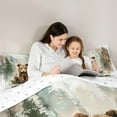 thumbnail image 4 of Manfei Cartoon Bear Bedding Comforter Set 7 Pieces for Girls, Watercolor Jungle Wildlife Queen Bedding Sets, Green Pine Tree Queen Sheet Sets, Super Cozy Room Decor, 4 of 8