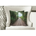 thumbnail image 4 of Ambesonne Tropical Throw Pillow Cover 2 Pack, Wooden Bridge Exotic, 24", Brown Green, 4 of 6