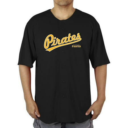 Pirate Skull Baseball Jersey - MLB Pittsburgh Pirates Big Men's Poly Button Down Jersey