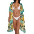 thumbnail image 3 of HELLHERO Butterfly and Sunflower Pattern Bathing Suit Cover Up High Quality Fabrics Stylish Free Size Bikini Cover Up for Women, 3 of 6