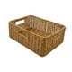 thumbnail image 3 of Cesta de almacenamiento de ratán con asas, cesta rectangular de imitación de ratán, cesta para frutas Oscuro 38x26x13cm, 3 of 9