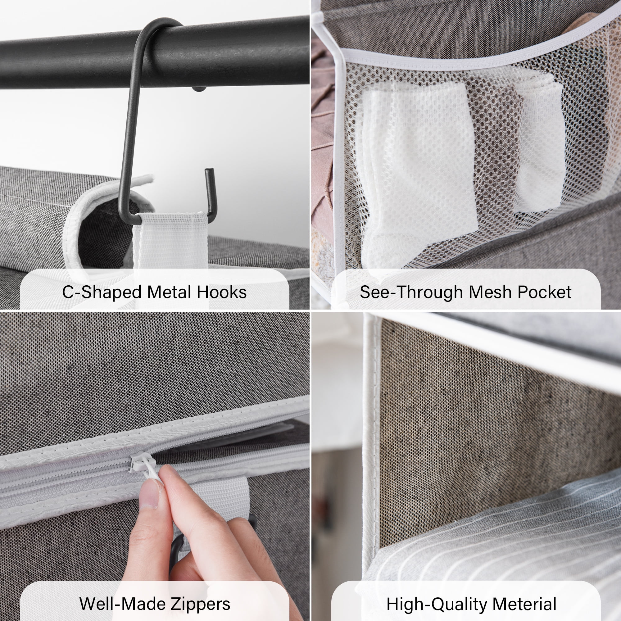 StorageWorks Fabric Hanging Closet Organizer, 6-Shelf Hanging Storage Organizer for Cabinet, Gray, 12"x12"x42"