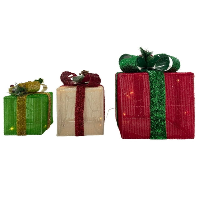 3PCS Christmas Decorate Gift Boxes Christmas Party Home Decorations