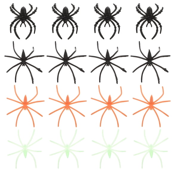 100pcs Halloween Spider Shape Glow-in-the-Dark Anillo Adornos para Party