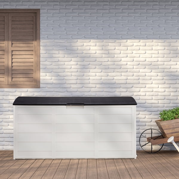 280L Garden Storage Box with Wheels - Weatherproof, Lockable, Tool-Free Assembly，Black&White