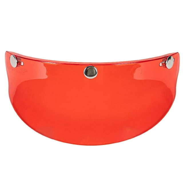 Miulika 3-Snap Helmet Visor Peak Open Face Protector 15cmx5cm Transparent Red