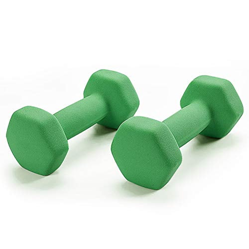 Anti-roll Portzon Set of 2 Neoprene Dumbbell Hand Weights Anti-Slip Hex Shape Colorful 