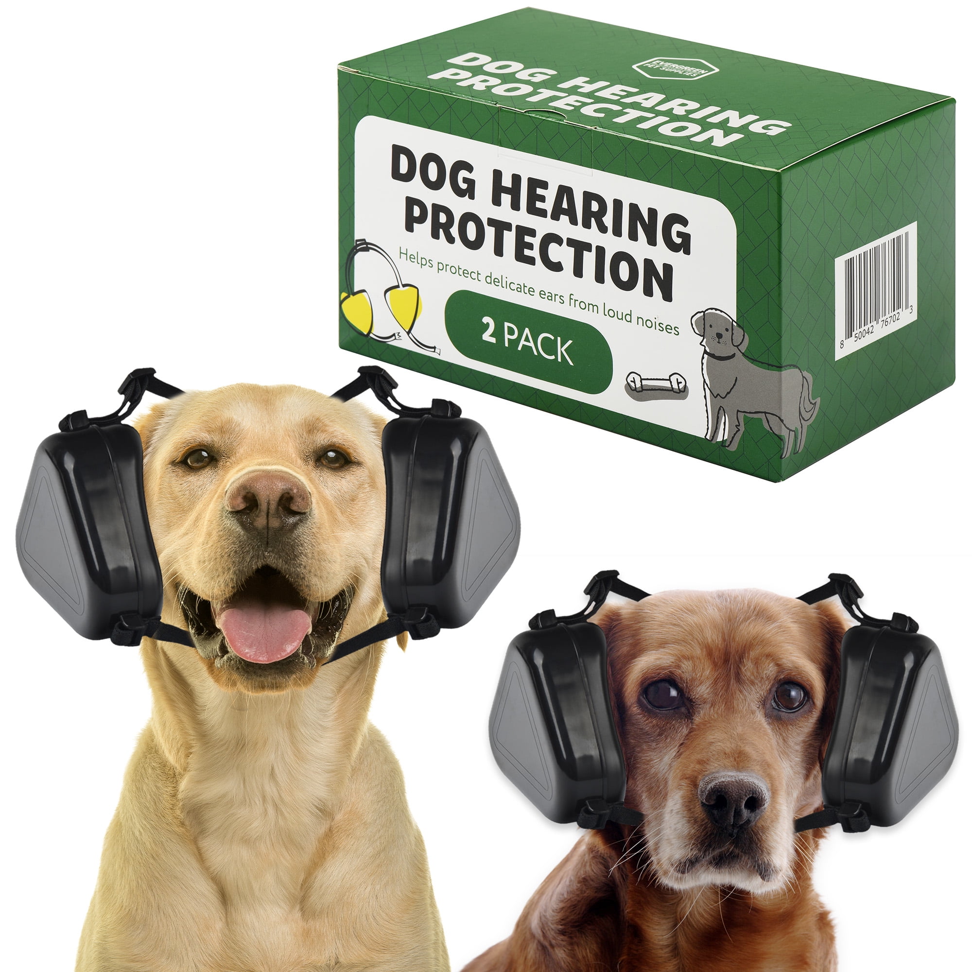 [2 Pack] Evergreen Pet Supplies Med/Large Dog Ear Muffs for Advanced