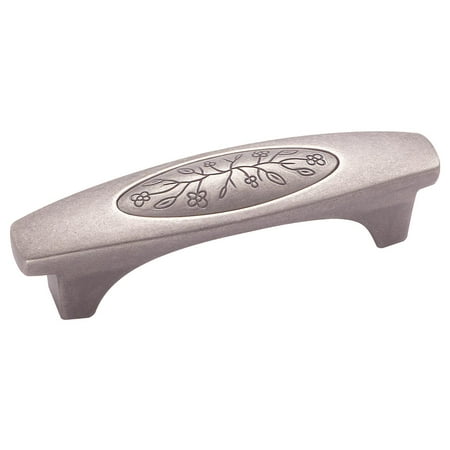 Pewter Cabinet Drop Pull - Vineyard 3 in (76 mm) Center-to-Center Weathered Nickel Cabinet Pull