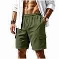thumbnail image 2 of Men's Shorts with Pockets and Belt Loops Big and Tall Solid Color Work Pants Fashion Elastic Waist Drawstring Fifth Shorts, 2 of 7