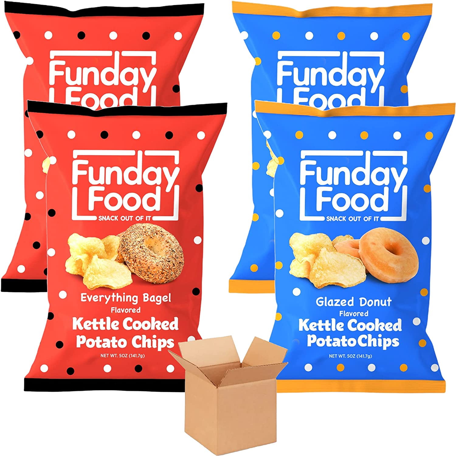 Funday Food Kettle Cooked Potato Chips Variety Pack Everything Bagel