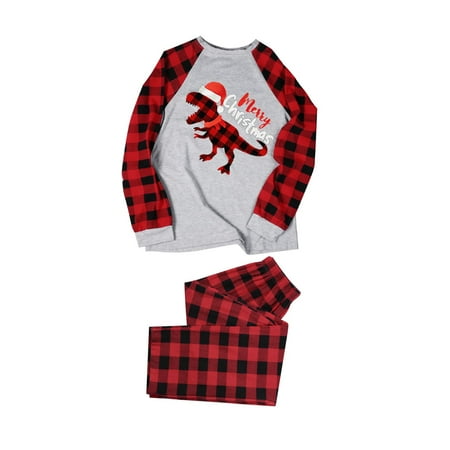

TAIAOJING Matching Family Pajamas Christmas Deer Sleepwear Cotton Holiday Pjs Set Christmas PJs Sets Letter And Plaid Printed Long Sleeve Tee And Bottom Loungewear