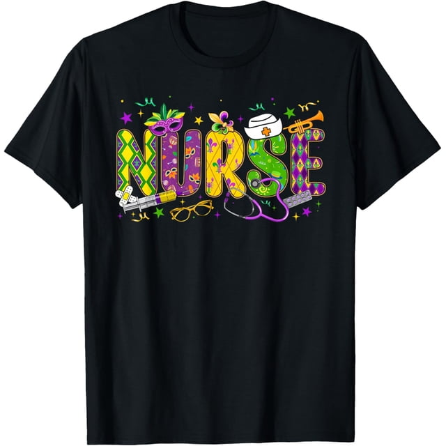 ALVORD T-Shirt Drôle d'Infirmière pour Mardi Gras, Haut de Sarrau, Soins Infirmiers, Femmes, Unisexe P-5TG