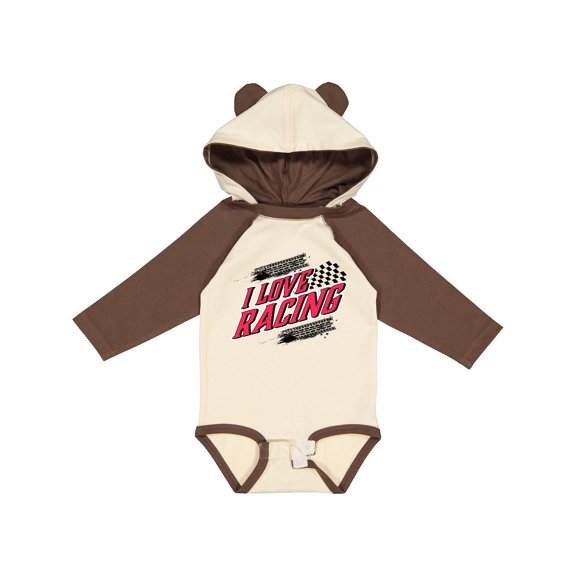 Inktastic I Love Racing with Tire Marks Boys or Girls Long Sleeve Baby Bodysuit
