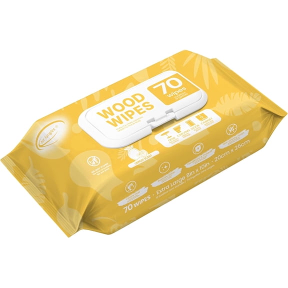 Air Jungles Wood Cleaner Wipes 70 Count, XL 8in x 10in, Clean Polish Protect Wipe for Wood Furniture, Tables, Cabinets, Remove Dust and Stains, with Vitamin E Gentle for Skin, Lemon Scent
