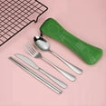 thumbnail image 2 of Juego de 4 Piezas de Vajilla Portátil de Acero Inoxidable, Cuchara, Tenedor, Cuchillo para Carne, Cubiertos de Viaje, Vajilla con Bolsa Negra, 2 of 7