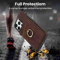 thumbnail image 4 of TECH CIRCLE Ring Stand Case for iPhone 14 Pro Max, Shockproof Wallet Back Card Holder PU Leather Slim Fit Folio Protection Cover, Coffee, 4 of 8