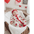 thumbnail image 4 of Miaouyo Infant Baby Girls Boys Valentines Day Romper 0 3 6 12 18 Months Heart Candy Pattern Long Sleeve Zip Up Round Neck Footed Jumpsuit with Hat, 4 of 9