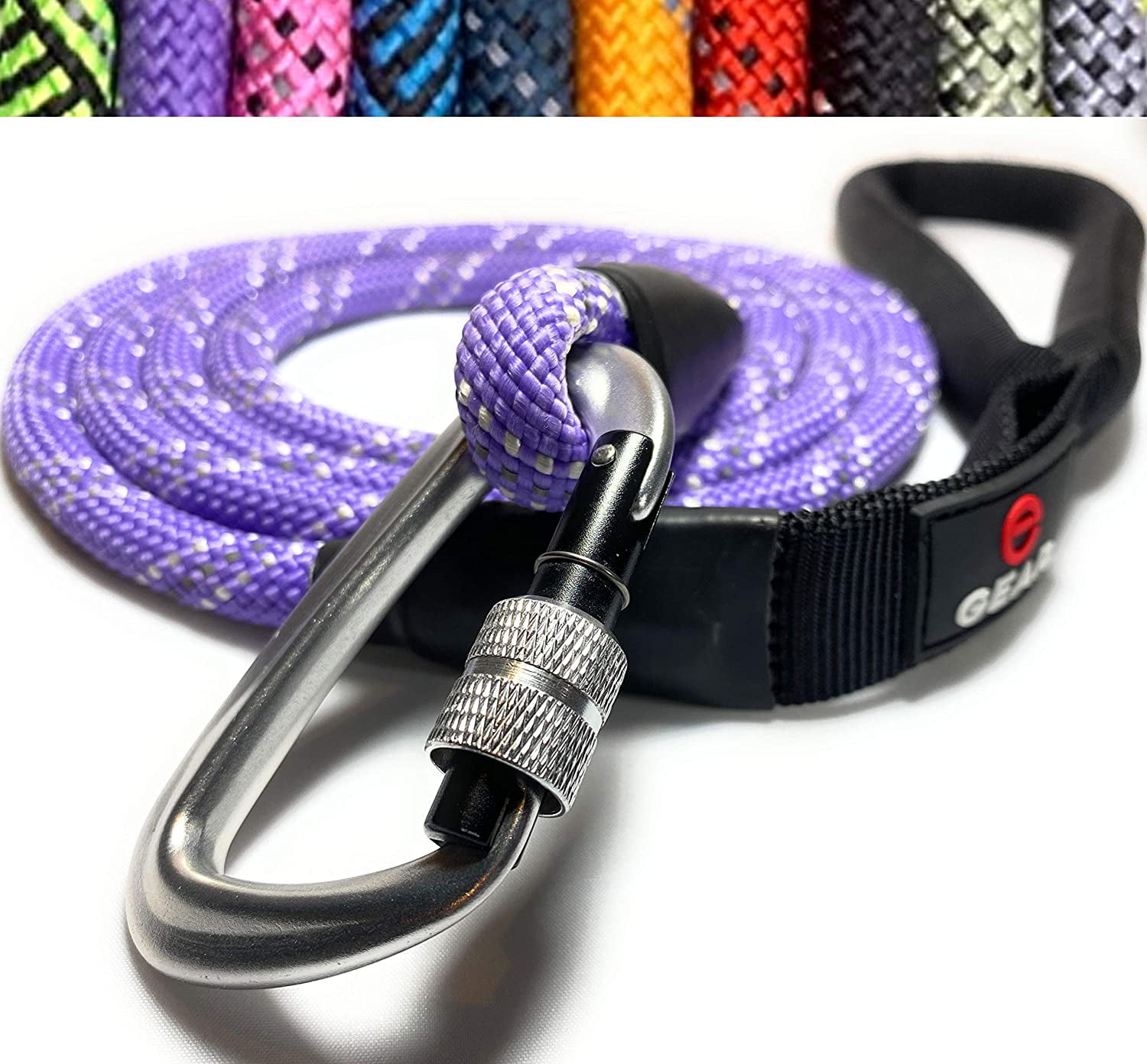 Enthusiast Gear Climbing Rope Dog Leash with Locking Carabiner for