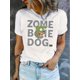 thumbnail image 2 of Women's Fashion Cartoon Dog & Letter Print T-Shirt - Casual Crew Neck, Short Sleeve, Stretchy Polyester Blend, Machine Washable - Perfect for Summer, 2 of 8