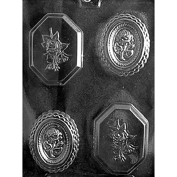 Grandmama's Goodies M191 Oval Rose Bar Chocolate Candy Soap Mold with Exclusive Molding Instructions